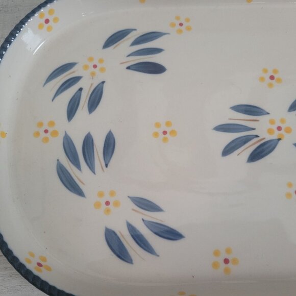 Temptations by Tara Old World Blue Ceramic Casserole w Stand - Picture 4 of 11